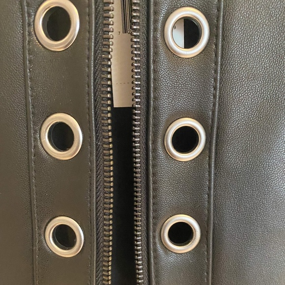 NWT Neiman Marcus Grommet-Trim Lamb Leather Moto - Picture 10 of 15